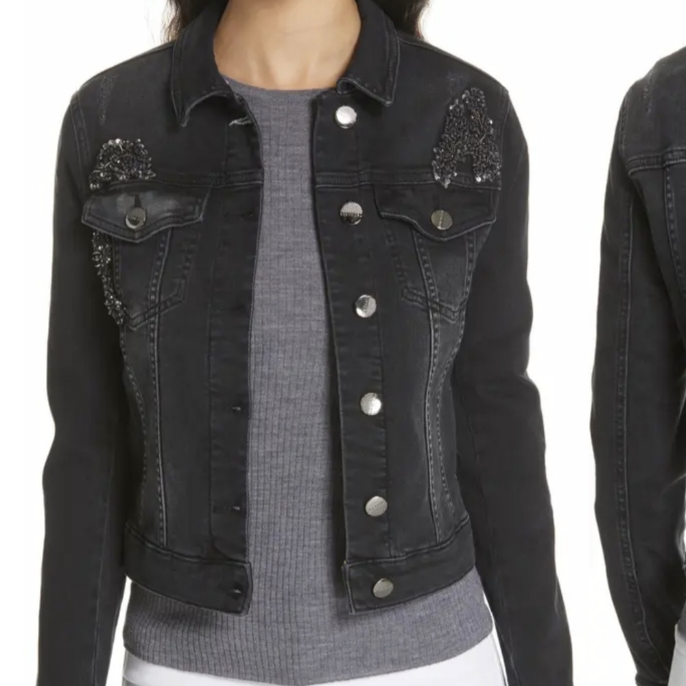 Ted Baker London Chinta Embellished Denim Jacket, NEW, size 4